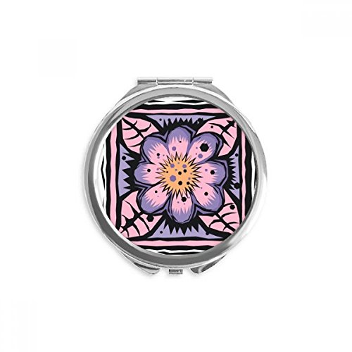 Miroir de poche violet fleur mexicaine maquillage portable rond 2,6x2,4