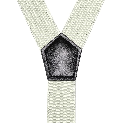 Image of RBOCOTT Mens Solid Color Suspender with 3 Cilps Adjustable Braces