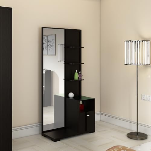 Image of Spacewood Dressing Table | Grace | 3 Year Warranty | 4 Shelves & 1 Drawer, Vanity Table for Bedroom, Living Room, and Home| Engineered Wood | Natural Wenge