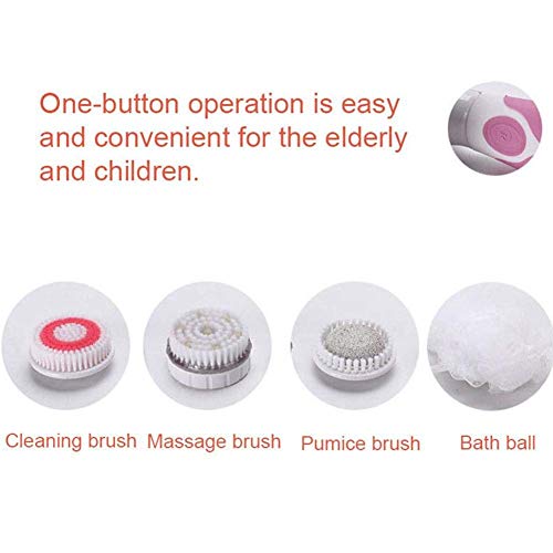 4 In 1 Electric Shower Brush, Waterproof Long Handle Spa Massage Scrubber Exfoliation Body Brush Kit, Perfect For Relaxing Muscles, Relieves Tension And Fatigue (Pink) #TOP4