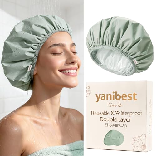 Yanibest Shower Cap Reusable Waterproof - Double Layer
