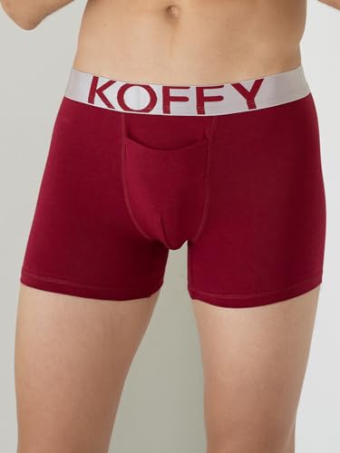 Image of KOFFY Men's Malleable Cotton Lycra Long Trunk with Minus Cutting Pouch I Wrinkle Free I Moisture Wicking Technology