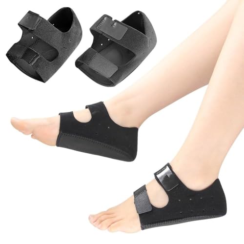Image of Silicone Gel Heel Protectors Velcro Heel Pad for Pain Relief, Plantar Fasciitis, Arch Support for Flat Feet For Men and Women (Small, Black)