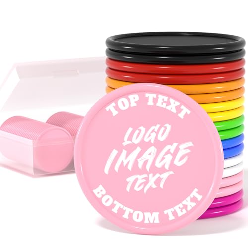 200-1000 Pieces Custom Plastic Tokens Poker Chips,Add Your Personal Logo and Text for Wedding,Casino Night,Bar,Golf and Birthday Party (Pink)