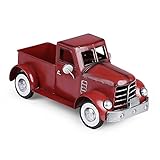 Addbliss Red Truck Farmhouse Table Decor, Farm Metal Car Trucks Basket for Indoor and Outdoor, Vintage Pick-up Desktop Storage, Decorative Home Christmas Decorations
