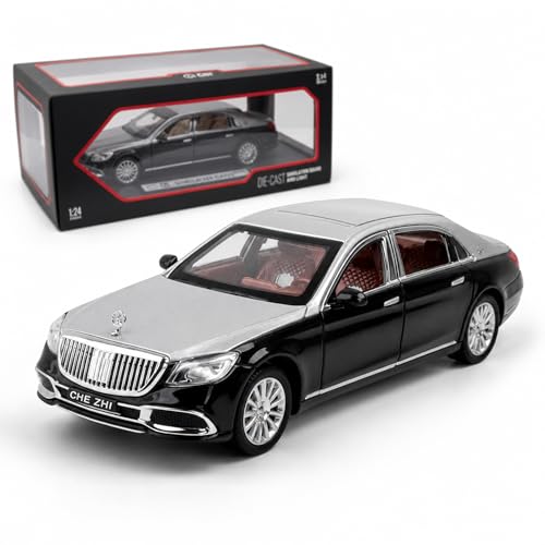 Image of Mercedes Maybach S-Class 1:24 Scale Die Cast Metal Car - Pull Back Luxury Limousine with Openable Doors, Hood & Trunk, Lights & Sound, Collectible Showpiece for Kids 6+ & Car Enthusiasts