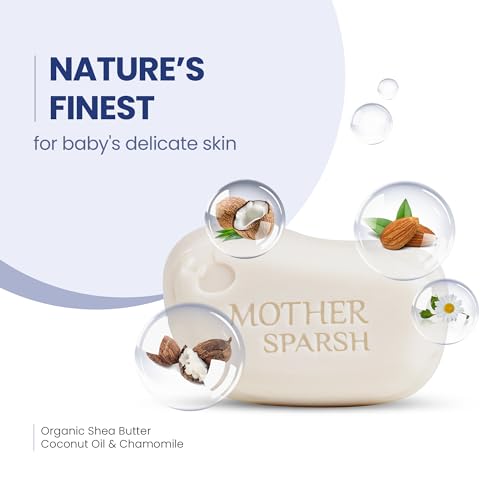Image of Mother Sparsh Natural Care Baby Soap-75g x 4 | BUY 3 GET 1 FREE | Soap for Babies with Chamomile, Shea Butter & Coconut Oil | Gently Cleanses Baby's Skin
