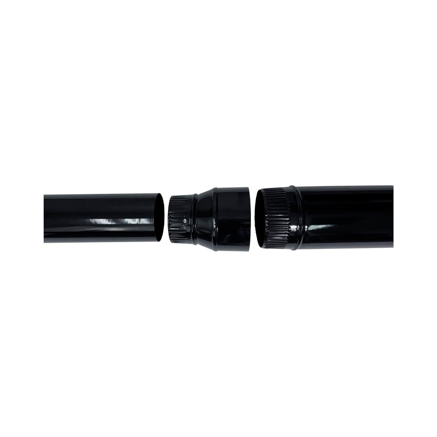 Reducción Tubo Chimenea 250 a 200mm - Adaptador Negro Vitrificado para Estufas de Leña - Reductor Macho-Hembra - Tubo Estufa