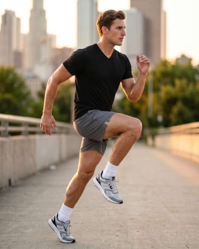 Image of 5 Pack: Men's V-Neck Dry-Fit Moisture Wicking Active Athletic Tech Performance T-Shirt