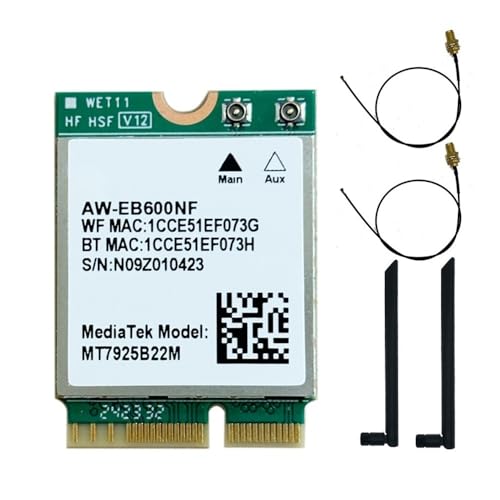 Tarjeta de Red WiFi 7 MT7925 con Bluetooth 5.3, Adaptador Inalámbrico M.2 NGFF de 5400 Mbps, Triple Banda (2.4 GHz / 5 GHz / 6 GHz), para Windows 11