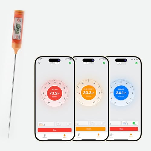 CILICO AI Bluetooth Candy & Meat Thermometer with 20+ Presets, Smart Alerts via App (Type-C Rechargeable) Digital Instant Reading for Candy Making, BBQ, Deep Frying, & Liquids, 8