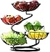 JUNYFFF Corbeille A Fruits 5 Etages,Grande Porte Fruits en Acier Porte À Pain Panier À Fruit en Métal, Fruit Basket 5 Tier De Comptoir, Décoratif Corbeille À Fruit Bol De Fruits Fruits Etagere,Noir