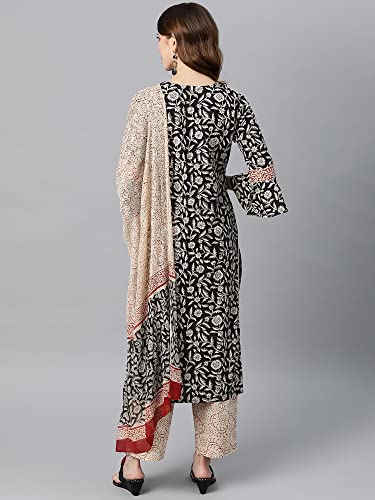 Image of Vaamsi Women Cotton Kurta Pant with Dupatta Set