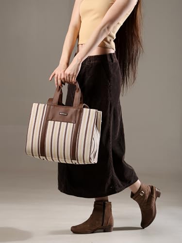 Image of ENSAC Cotton Tote Bag for Women, Stylish Handbag for women with Zip Closure | Fit for Office Bag, College, Travel Use | Handcrafted in India