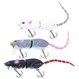 Goture Mice Rat Fishing Lures Topwater 3D Mouse Lures Baits Artificial Rat Swimbaits Bass Trout Hard Lures Kit Gifts for Men 3Pcs