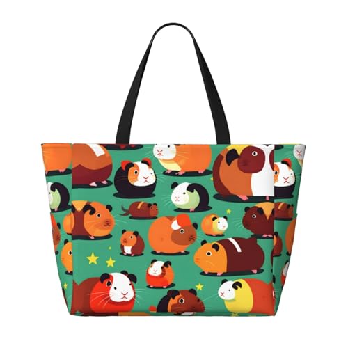 Cute Guinea Pig Large Capacity Foldable Tote Bag Women Beach Tote Bag Handbag Gym Bag Travel Shopping Bag2