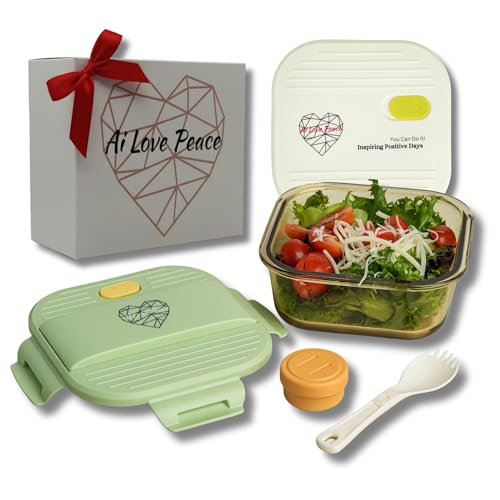 Glass Lunch Box 26 oz, Microwave & Leakproof with Dual Lids