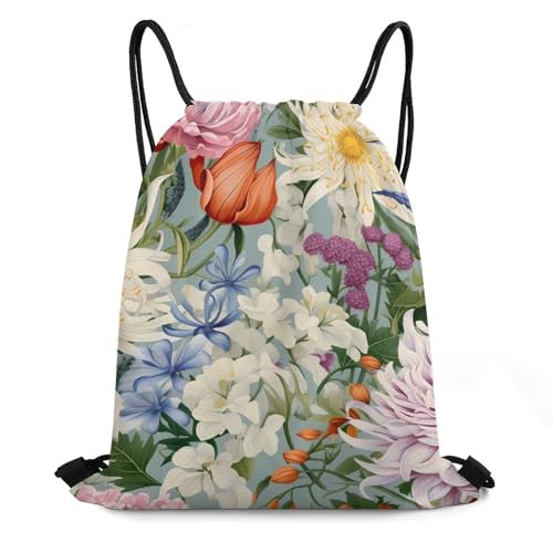 Flowers Floral Drawstring Backpack Durable Sport Gym Bags Daypack for Men Women 35 * 42cm