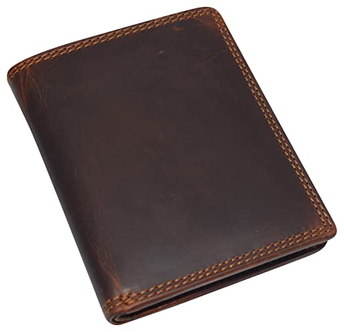 Vintage Leather Mens Slim Bifold Wallet RFID Blocking Credit Card Holder Wallets for Men
