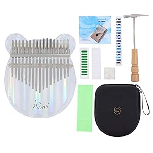 Kimi Kalimba Thumb Piano, Transparant gekleurde lichte acryl vinger piano, Kalimba 17-tone Bear Model, met hamer…