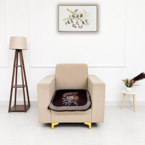 Image of Homerz 'Brooklyn Series' Premium Sofa Cover | Quilted Floral Design | Non-Slip Washable Sofa Protector | Soft Anti Slip Fabric (Ny Brown, 1 Seater, Only Seat Cover)