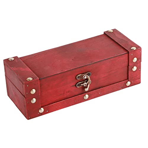 Caixa de joias retrô, fivela de liga de madeira, estojo de armazenamento antigo para colar, brincos, relógios para mulheres