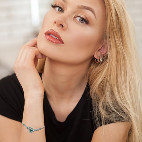 Birthstone Bracelets for Women Trendy: Infinity Heart Tennis Bracelet with Cubic Zirconia, Adjustable Silver Bracelet Christmas Mother's Day Birthday Anniversary Jewelry Gifts for Women Wife Mom3