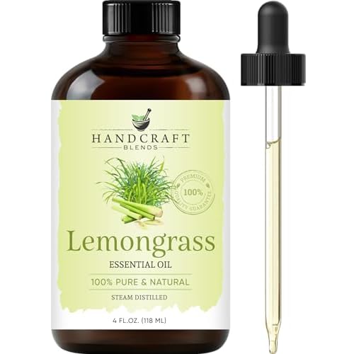 Handcraft Blends Lemongrass Essential Oil – Huge 4 Fl Oz – 100% Pure and Natural – Premium Grade Essential Oil for Diffuser and Aromatherapy, Skin, Massage, Candle and Soap Making Fragrance