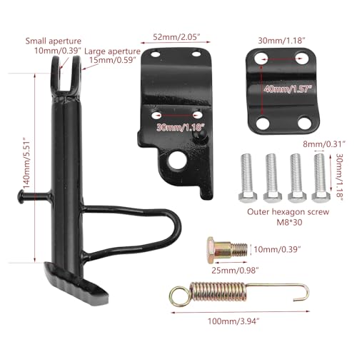 Image of Mokuo Dirt Bike Stand,Motorcycle Kickstand, Scooter Mopeds Side Stand Come with Mounting Bracket in Iron Material Compatible with Most Scooter Mopeds Mini Bike,Height of 12cm Above Ground