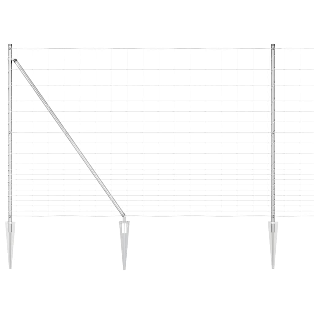 Outdoor Steel Fence Post 25 x 1.6 m Galvanized, Corrosion Resistant Garden Boundary, Weatherproof Rectangular Post Set for Terrace and Landscape Security