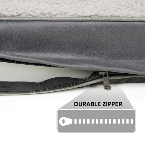 Image of Sunheir Washable Large Dog Bed Covers Soft Plush Replacement, Waterproof Dog Bed Liner, Pet Bed Cover with Zipper 24x16x3 Inches, Grey, Cover Only