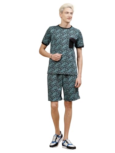 Image of Rigo Cotton Blend Waffle Knit Self Textured Co-Ord Set For Men's|Night Suit Set|Lounge-Wear Pajama Set|Night Wear, Beach Wear, Vacation Wear