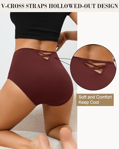 ASIMOON High Waisted Underwear for Women Slight Tummy Control Panties Soft Postpartum Briefs Women Pack4