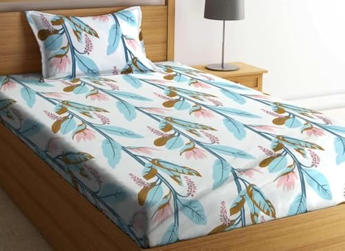 Image of Super Soft All Round (Elastic Fitted) Single Bed Bedsheet with 1 Pillow Cover- 4 Feet x 6 Feet - 48 Inches x 72 Inches x 6 Inches-Single