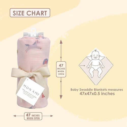 Image of MON AMI Chateau Magique Muslin Swaddle Blanket | 47x47-Inch Premium 100% Cotton Baby Blanket | Soft, Lightweight & Machine Washable | Nursery & Gift Essential