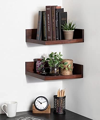 Floating Corner Wooden Wall Shelf Set Two Different Different Color Shelf | for Bedroom | Living Room | Hall | Office | Kitchen Shelves (Natural)