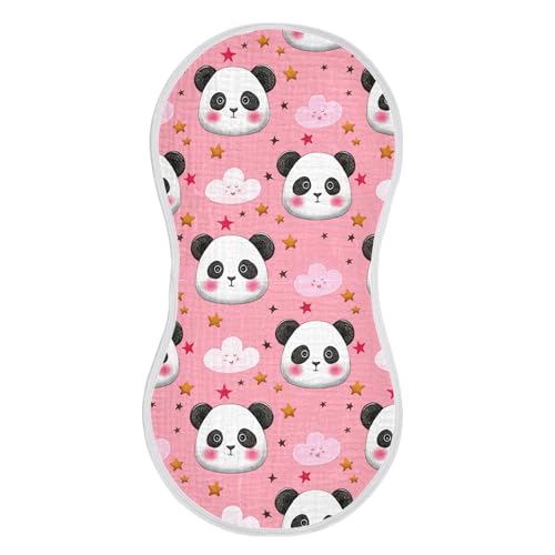 xigua Cute Panda Muslin Baby Burp Cloths Set of 4, Super Soft & Absorbent Burping Rags, Cotton Burp Clothes Shower Gift for Newborn, Baby Girls and Boys