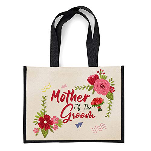 Getagift Mother Of The groom Wedding Themed Canvas Shopping Jute Bag Valentine/Wedding Gift. (Black)