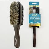 TITAN Double-Sided Wave Brush - 100% Natural Boar Bristles for Men & Women, Soft & Firm Bristles for Smoothing Waves, Fades or Short Cuts, Wooden Handle, 1PC
