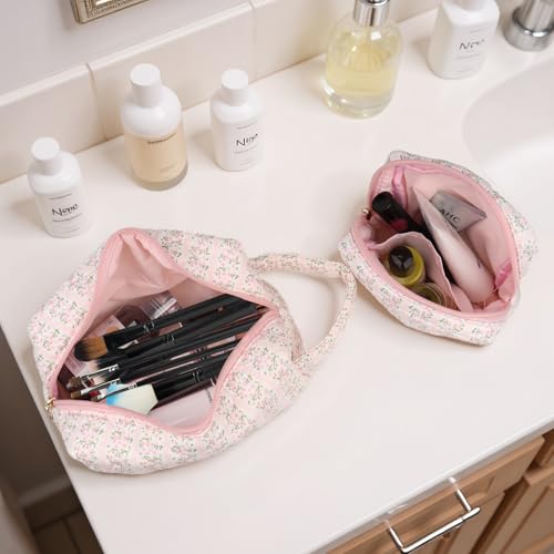 Floral Makeup Bag Set for Women Girls Cosmetic Travel Toiletry Bag4