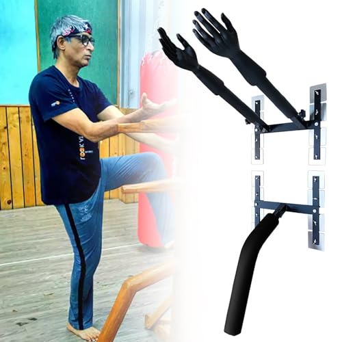 Blazea Wing Chun Dummy Wooden Man Pile Alternative, Wing Chun Dummies with Hands and Spring Leg, Martial Arts Chinese Kung Fu Training Equipment for Wall