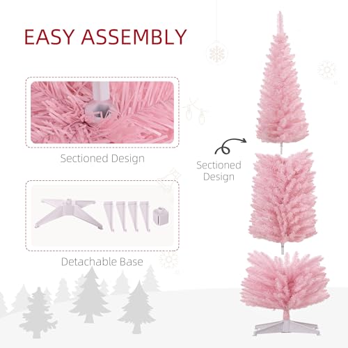 image for HOMCOM 8' Artificial Pencil Christmas Tree, Slim Xmas Tree with 618 Re