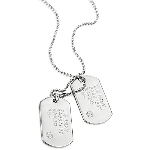 COOLSTEELANDBEYOND Classic Two-Pieces Mens Military Army Dog Tag Pendant Necklace with Ball Chain2