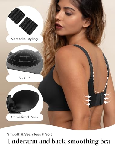 Image of COMFELIE Minimizer Seamless Wireless Bra Full Coverage V-Neck Soft Breathable Bras for Women Push Up Everyday Bra