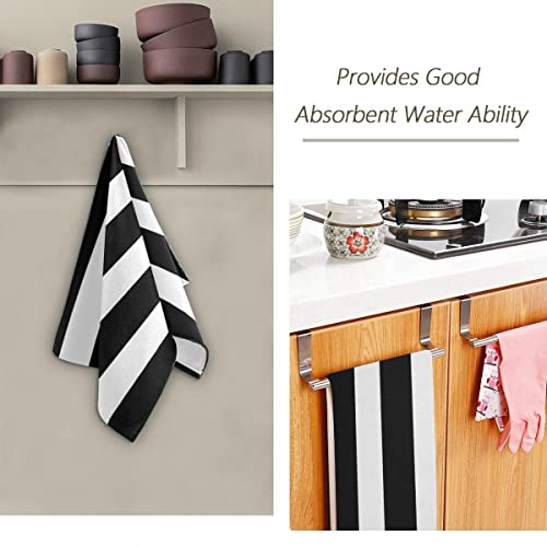 Black And White Hand Towels - Classic Black And White Striped Towels Modern Simple Bath Towels Absorbent Microfiber Fingertip Towels For Bathroom Kitchen Gym 14 X 28 Inch, Set Of 2 #TOP3