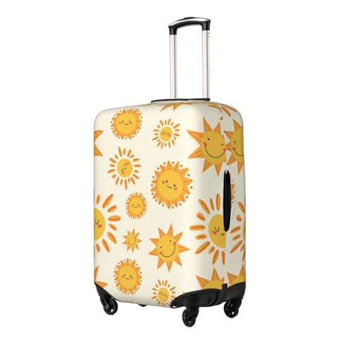 Spandex Travel Luggage Cover Printed Cute Sun Smiling Faces Double-Sided Suitcase Protector Bag,Dust-Proof Anti-Scratch Washable Suitcase Sleeve For Kid Adult,Medium2