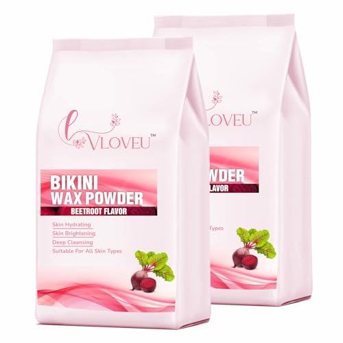 Image of VLOVEU - Bikini Wax Powder for Women - 5 Minutes Painless Herbal Wax Powder for Hair Removal|No Chemicals - No Irritation, Bikini Wax for Women and Girls (120g) (Beetroot, Pack of 2)