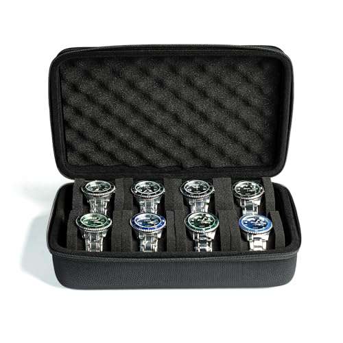 Image of 8 slots Watch Case, hard watch storage case, hard watch box, padded case for watch display and organization