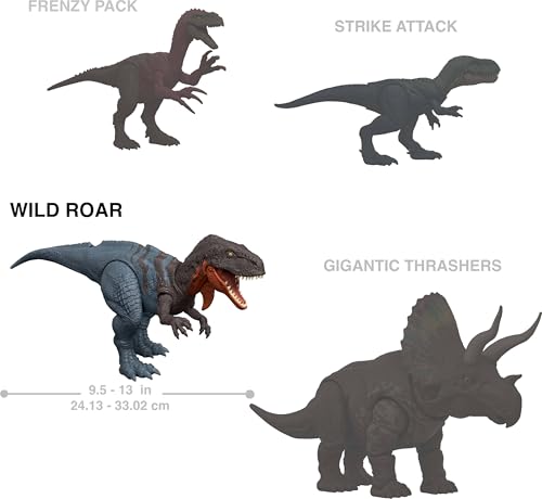 Image of Mattel Jurassic World Wild Roar Ceratosaurus Dinosaur Action Figure Toy with Chomp Attack, Light Up Feature & Roar Sound, Scan Code for Digital Play