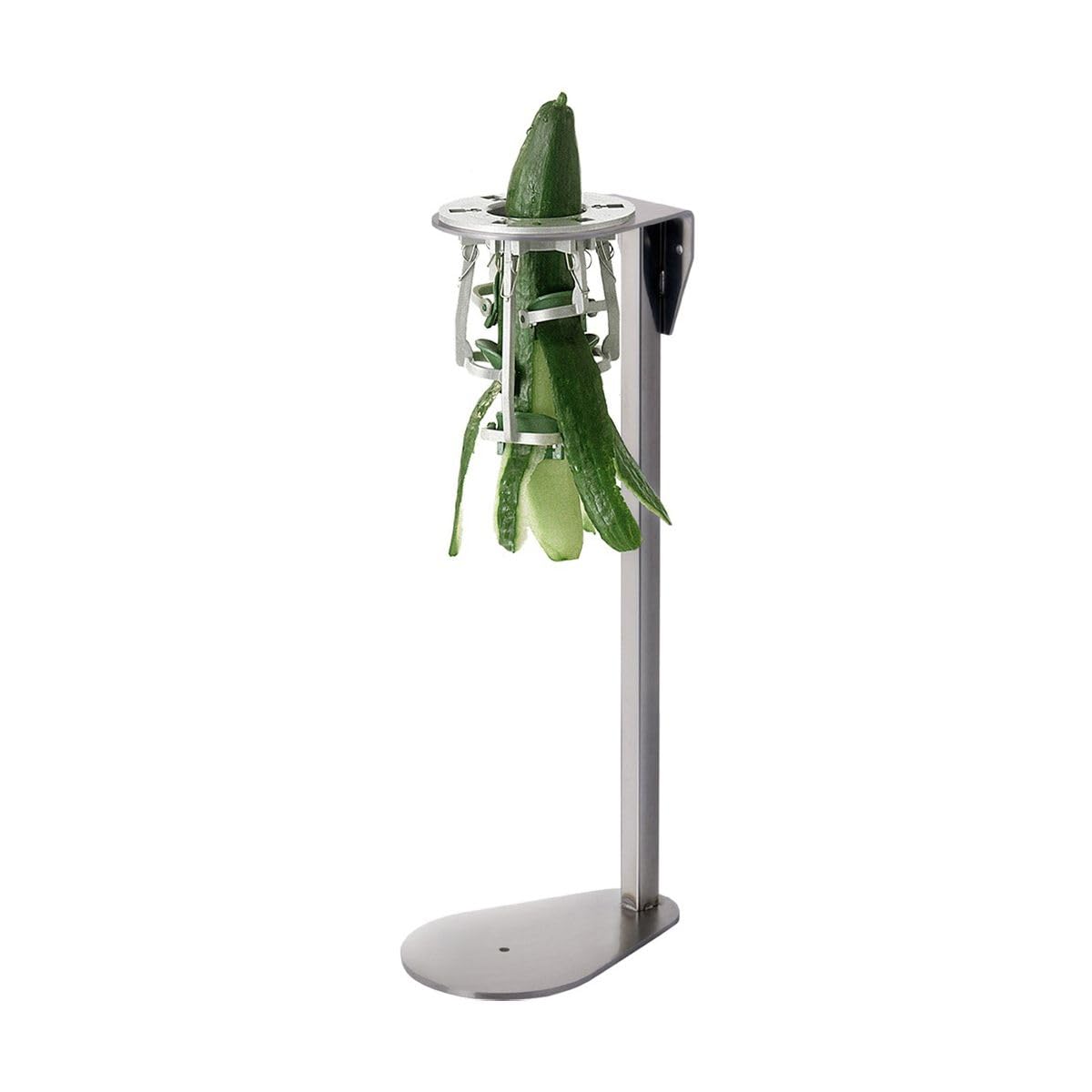 LOUIS TELLIER - Pelador de pepinos en soporte - Para pepino de hasta Ø2.4 pulgadas - Hoja y soporte de acero inoxidable - Alta eficiencia